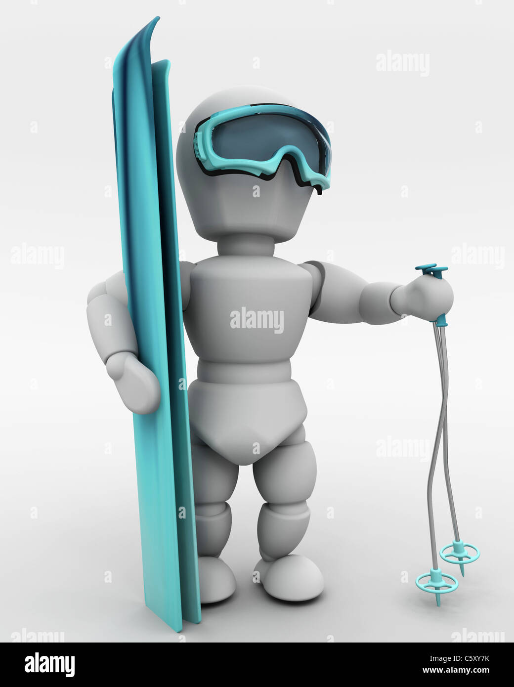 3D render of a man skiing Stock Photo - Alamy