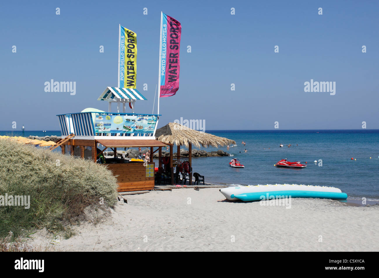 THE WATERSPORTS CENTRE ON PORTOBELLO BEACH KARDAMENA KOS Stock Photo