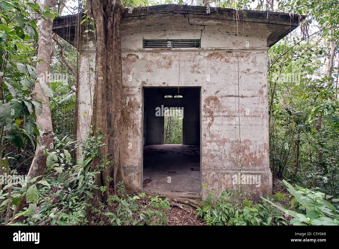 Old American military base in canal zone, Gatun Lake in Panama Stock