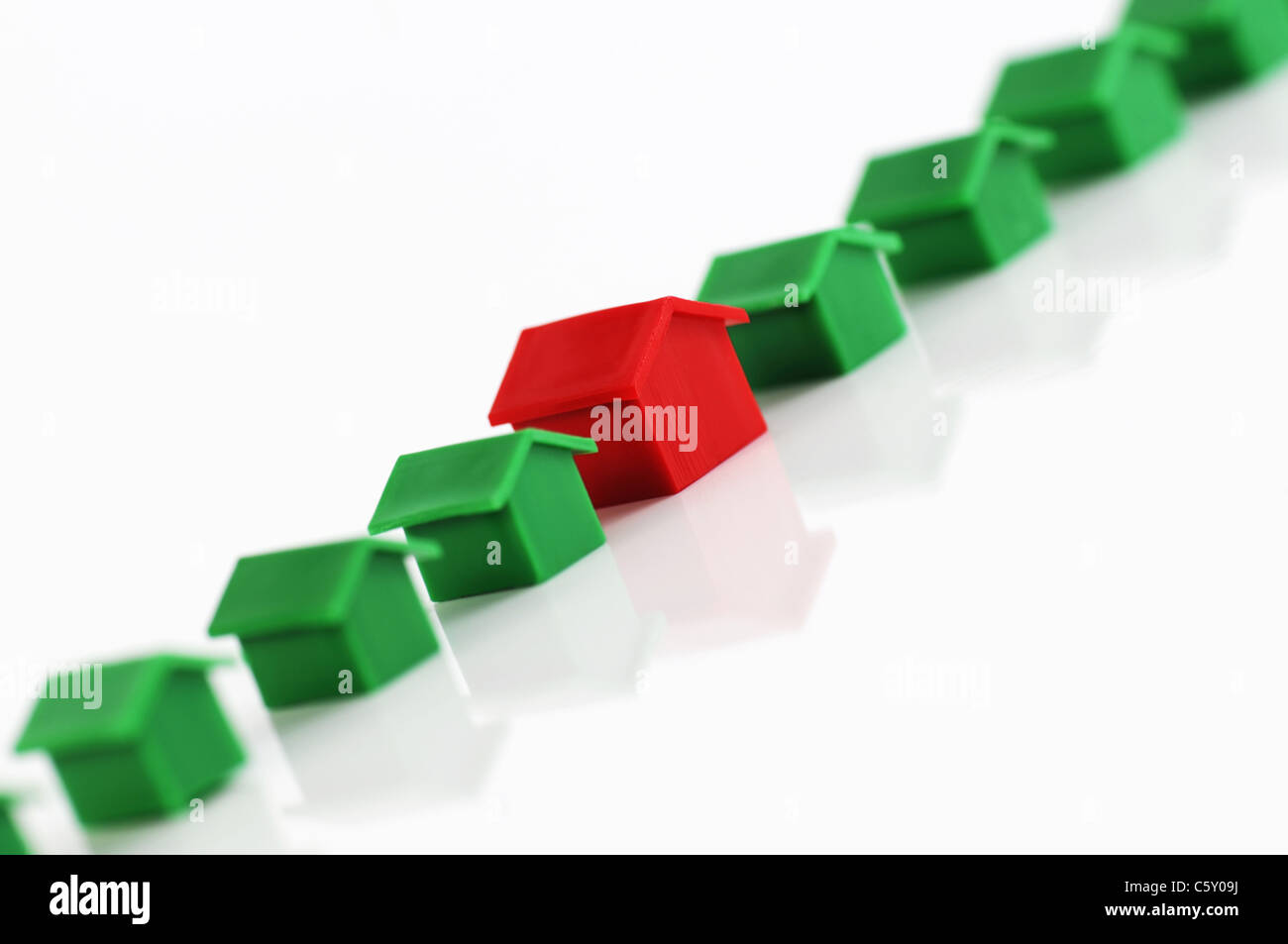 Row of model houses. Conceptual real estate image. Stock Photo