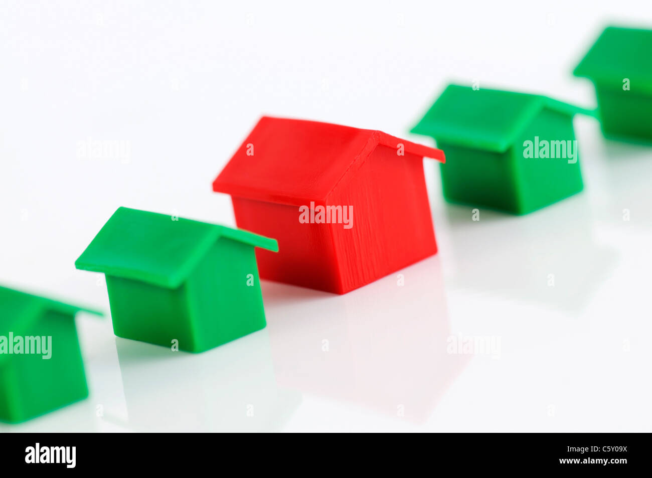 Row of model houses. Conceptual real estate image. Stock Photo