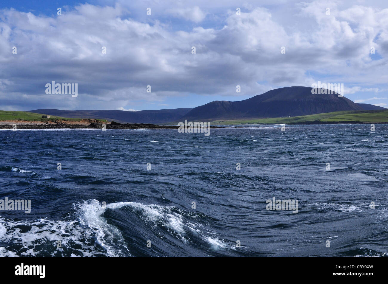 Ward Hill and farms, the Island of Hoy, Orkney, Scotland Stock Photo