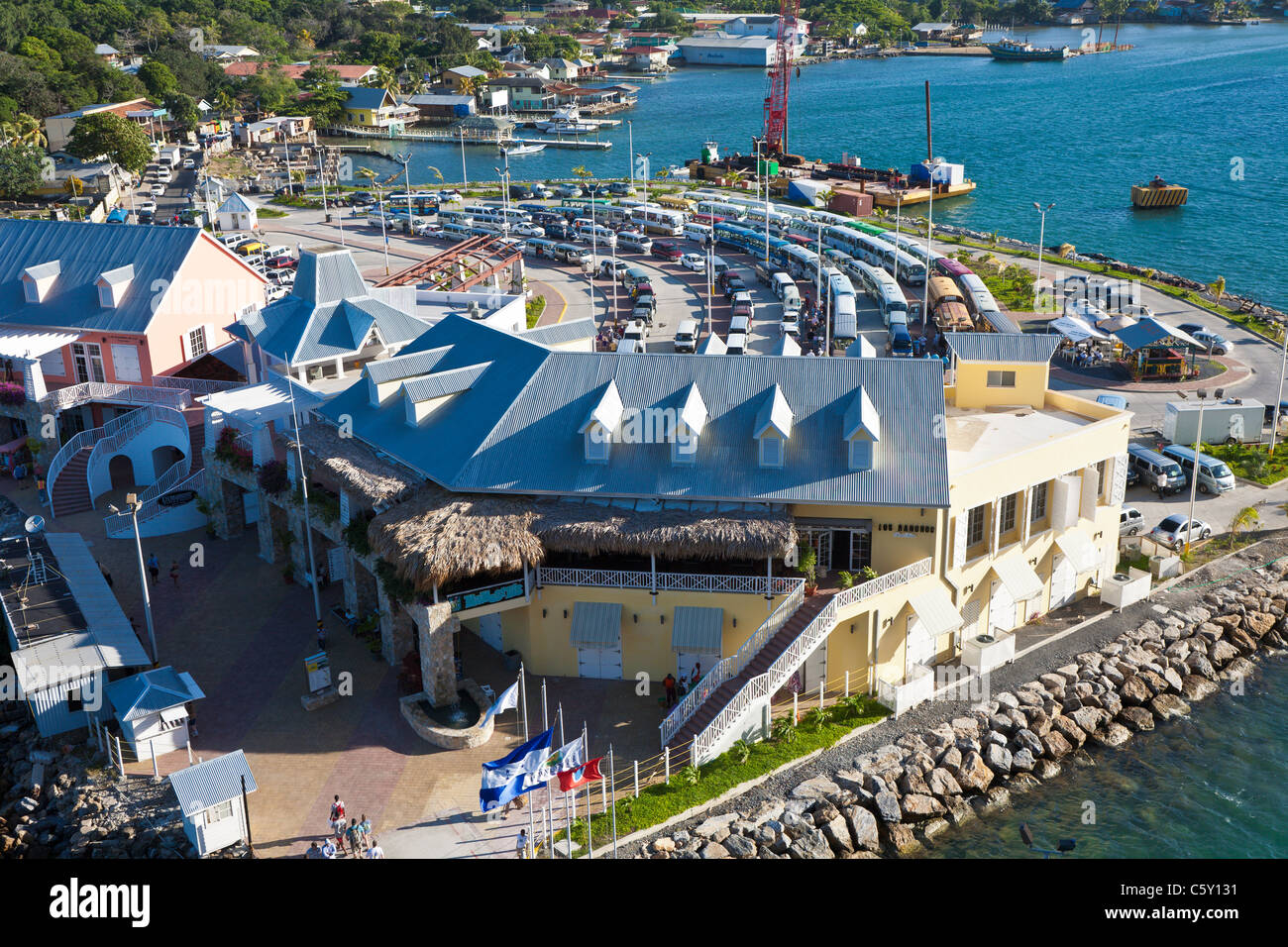 Town Center cruise port and shops at Coxen Hole on the island of Roatan, in  Honduras Stock Photo - Alamy
