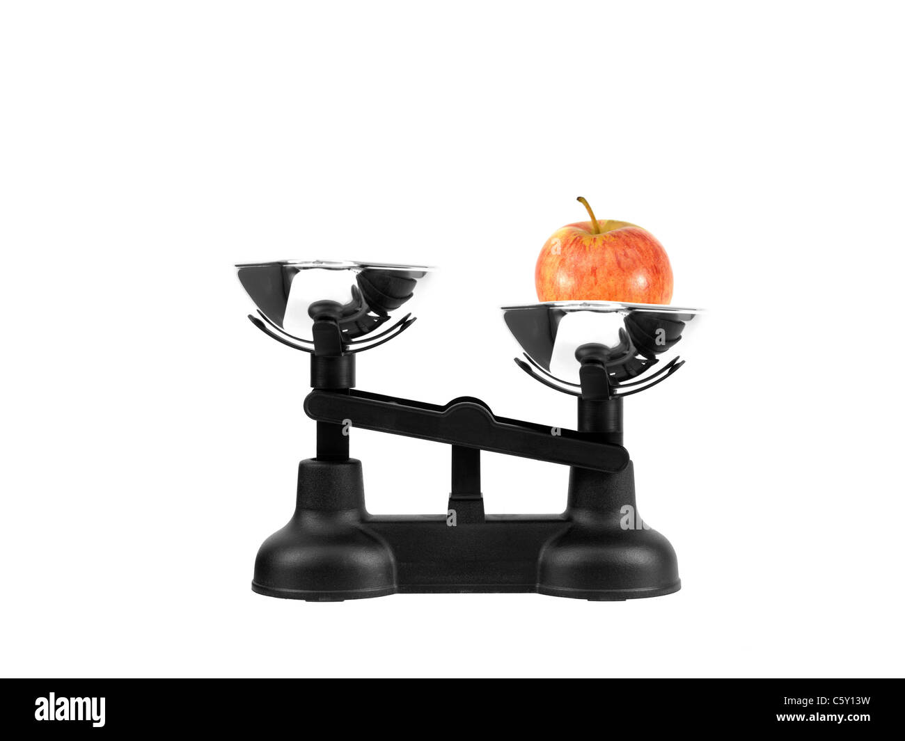 Kitchen balance scales isolated against a white background Stock Photo