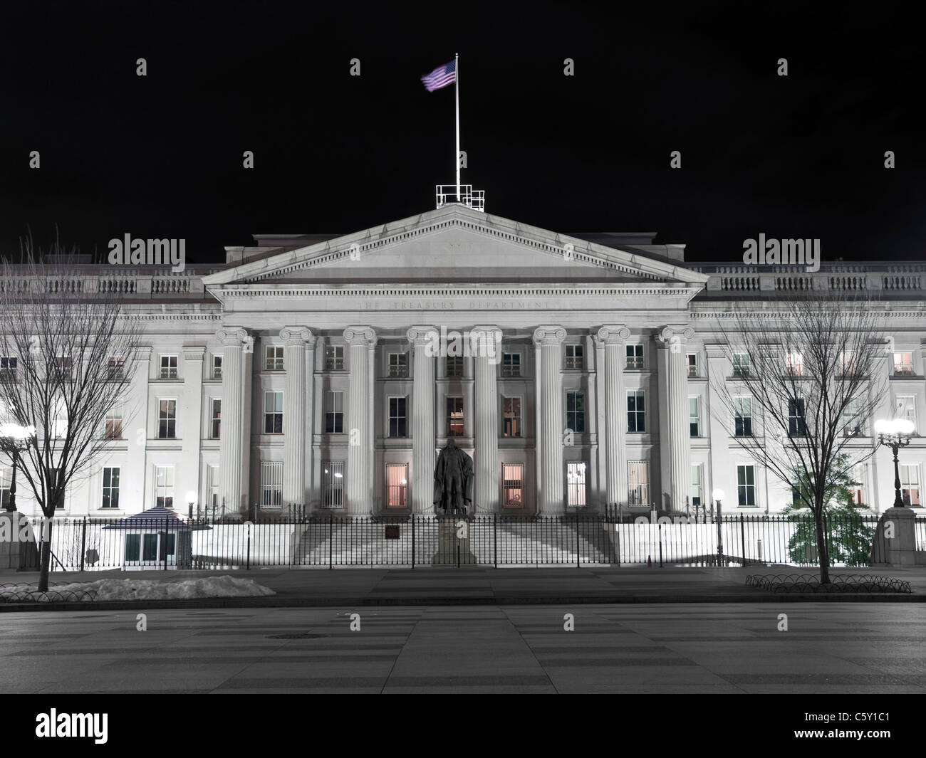 United States Treasury Building Night Stock Photo