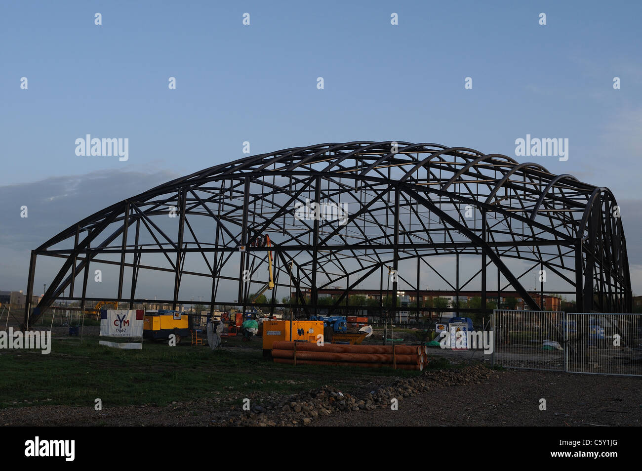Construction of the Museum " House of Griffins " Roman city of Complutum SPAIN Stock Photo Alamy