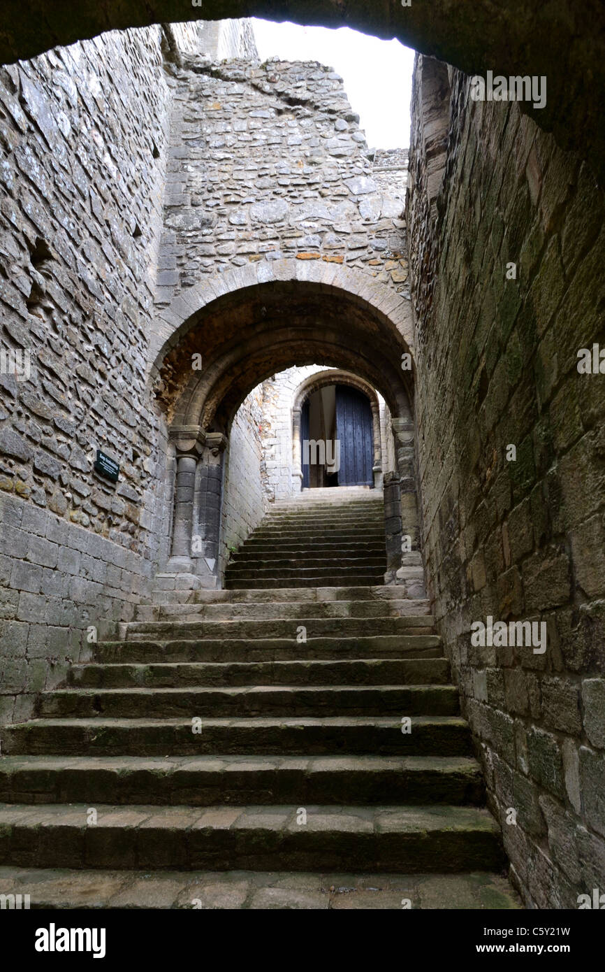 Castle entrance stairway - Castle Rising Castle Stock Photo - Alamy