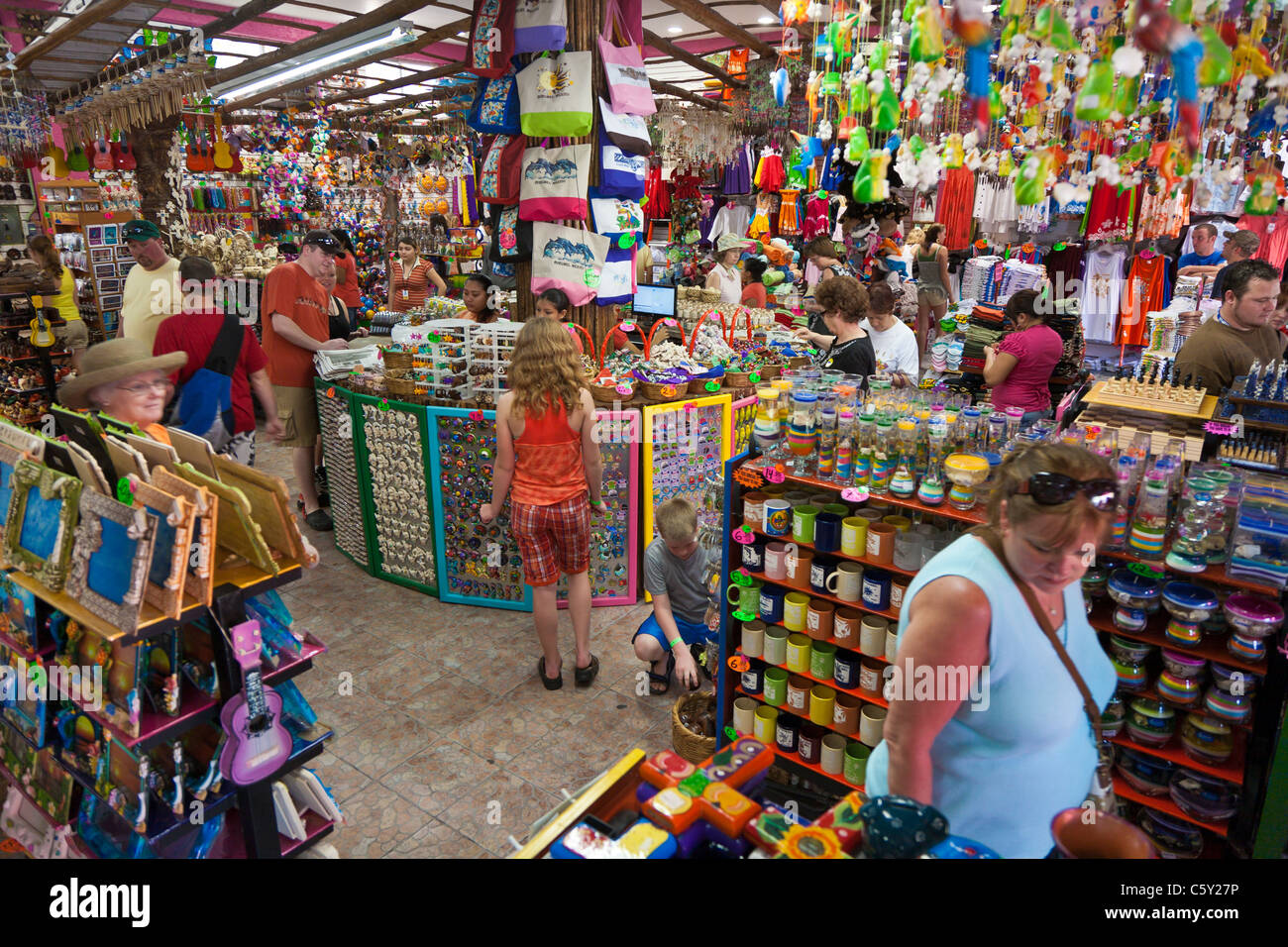 Cruise passenger tourists shopping in Cozumel, Mexico in the Caribbean