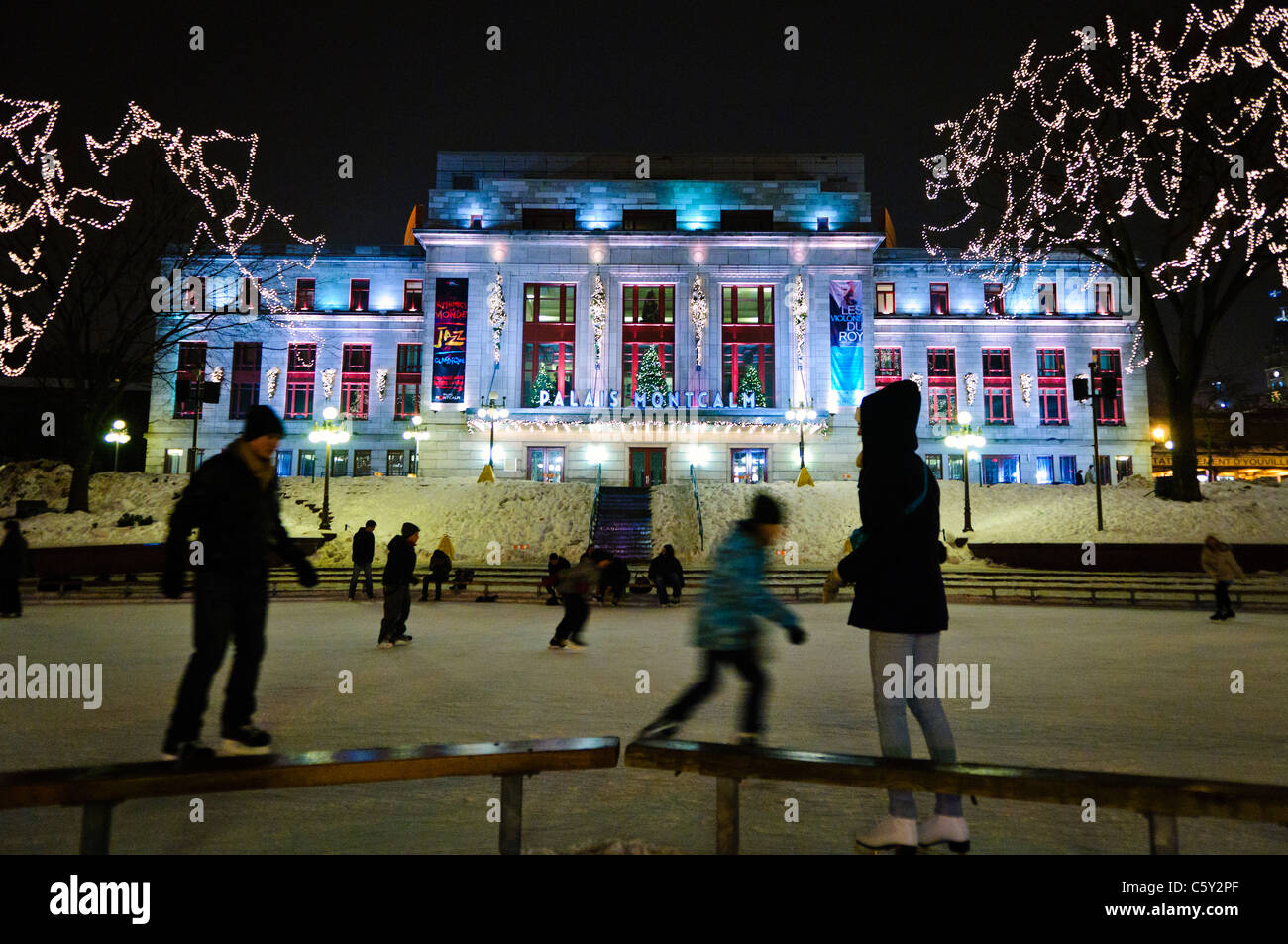 QUEBEC CITY, Canada Ice skating rink in front of the Palais Montcalm