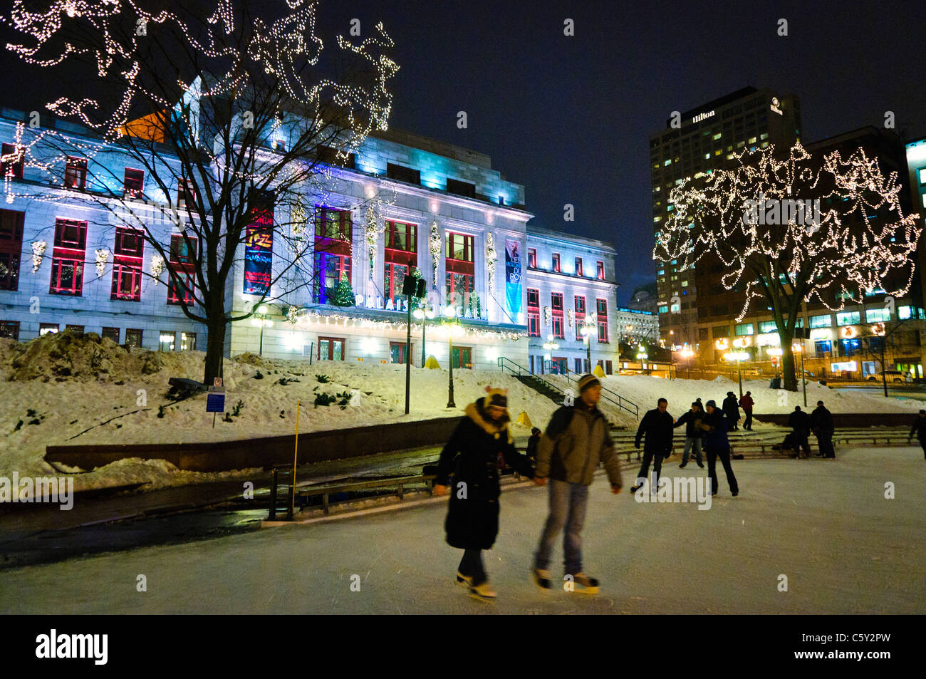 QUEBEC CITY, Canada Ice skating rink in front of the Palais Montcalm