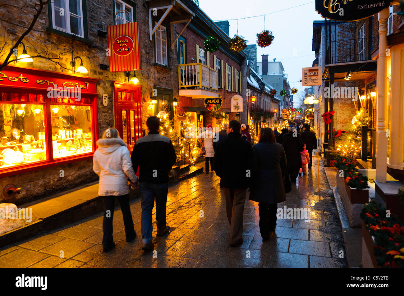 QUEBEC CITY, Canada The quaint old shopping street of Rue du Petit