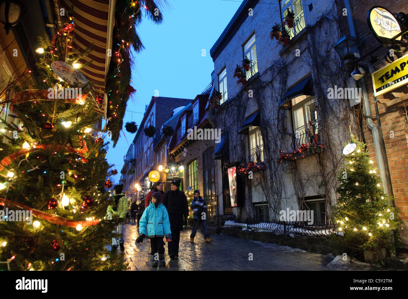 QUEBEC CITY, Canada The quaint old shopping street of Rue du Petit