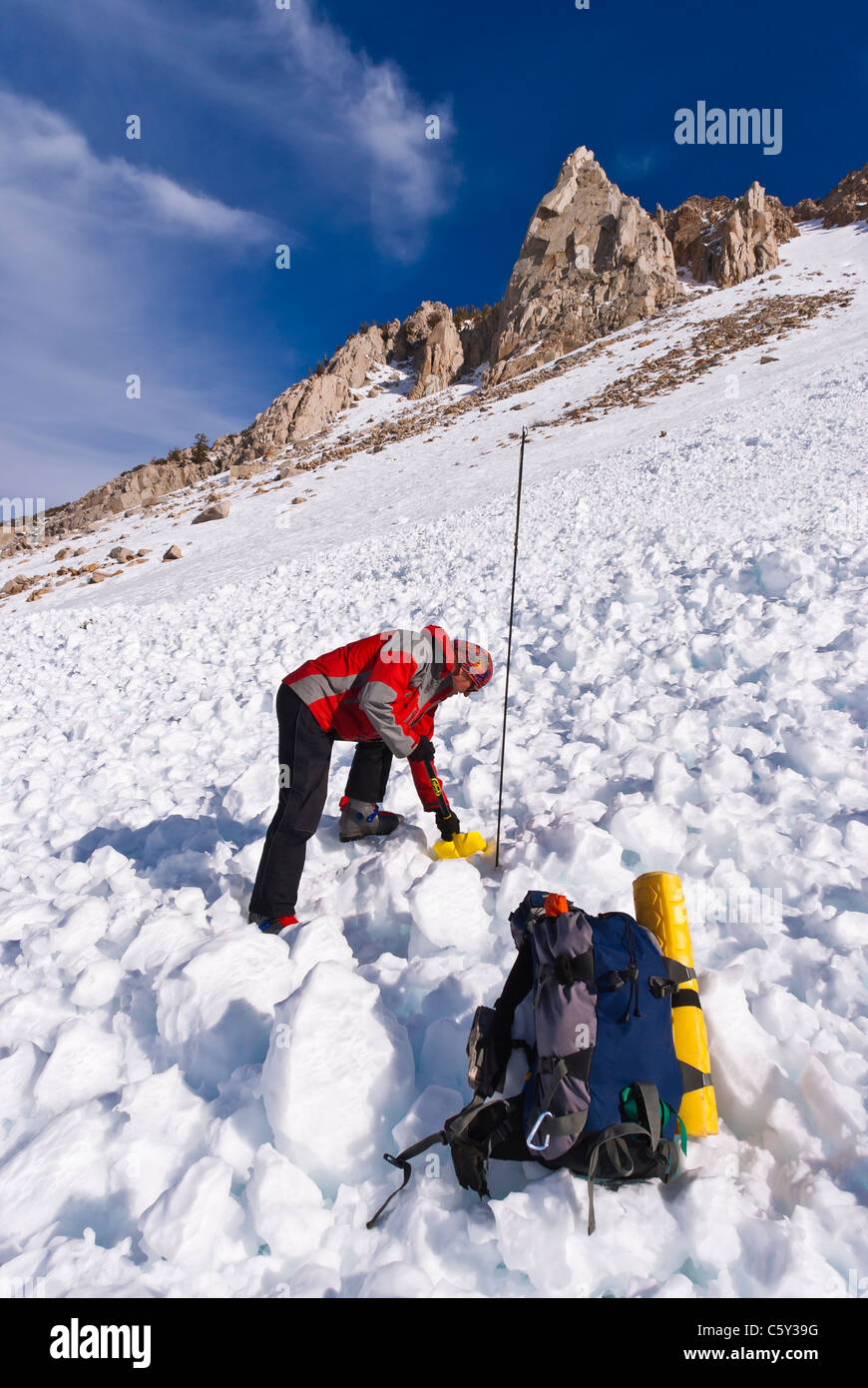 Backcountry skier using avalanche gear, Inyo National Forest, Sierra