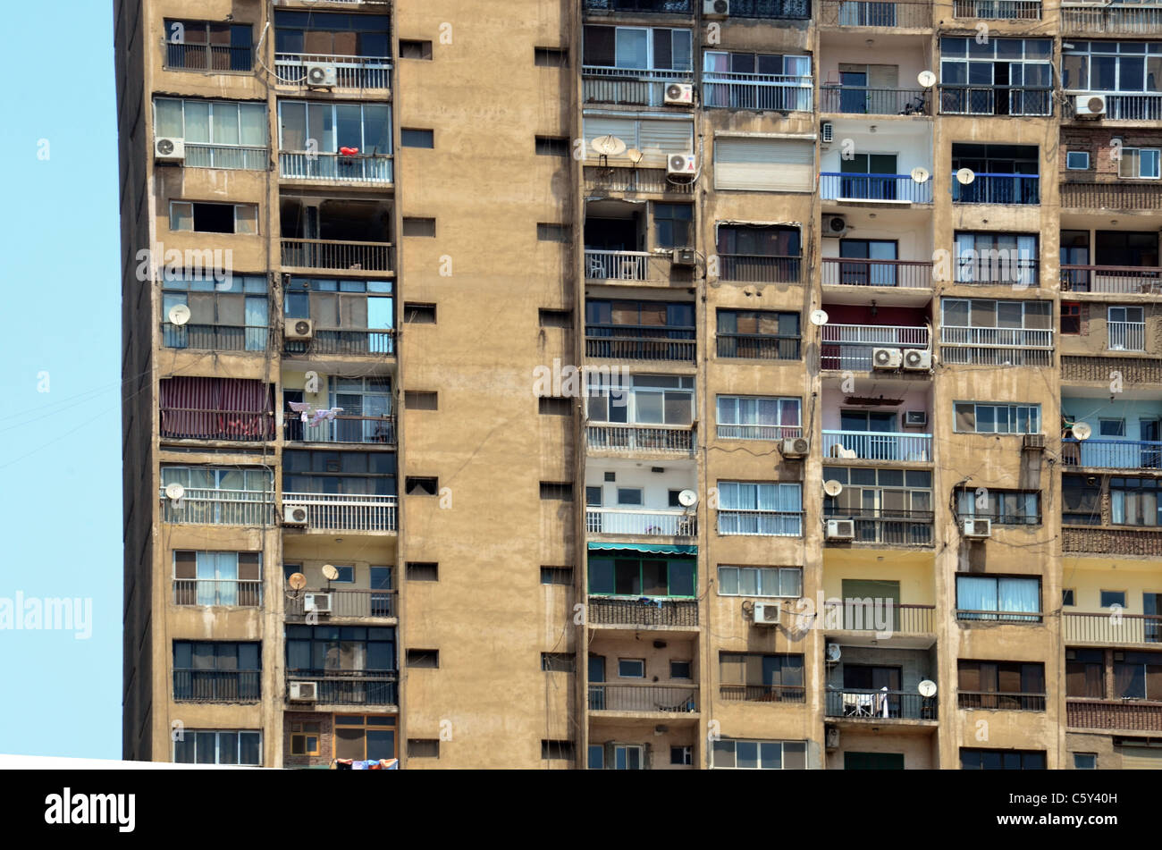 A high rise apartment block in the southern suburb of Maadi in the Egyptian capital Cairo. Stock Photo