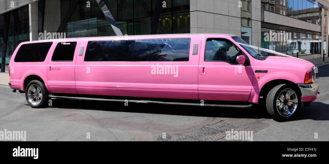 Stretch Limo in the City of London (advertising and number plates digitally removed) England UK Stock Photo