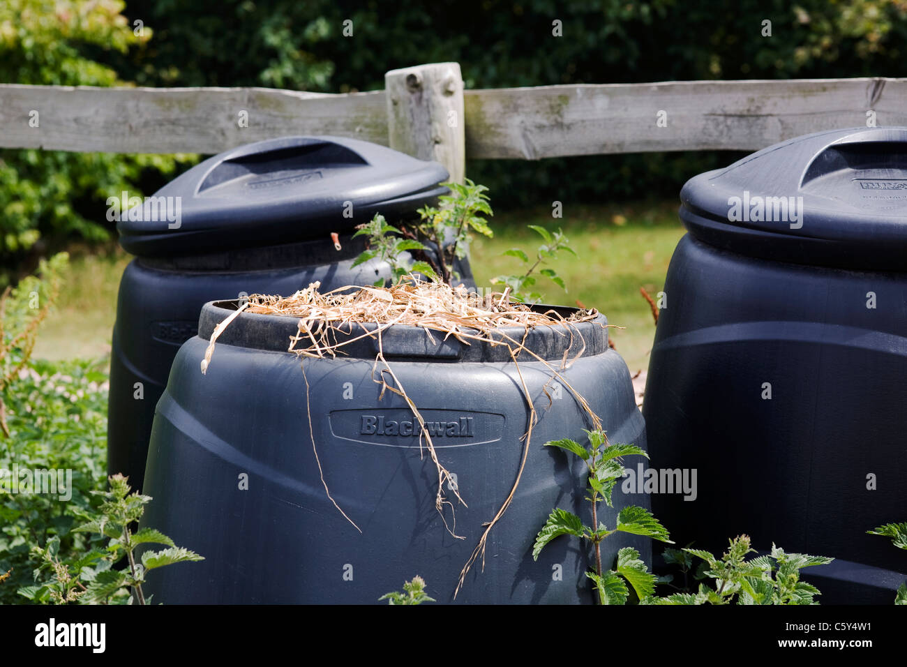 Compost bins Ryton Organic Gardens, Warwickshire , England Stock Photo