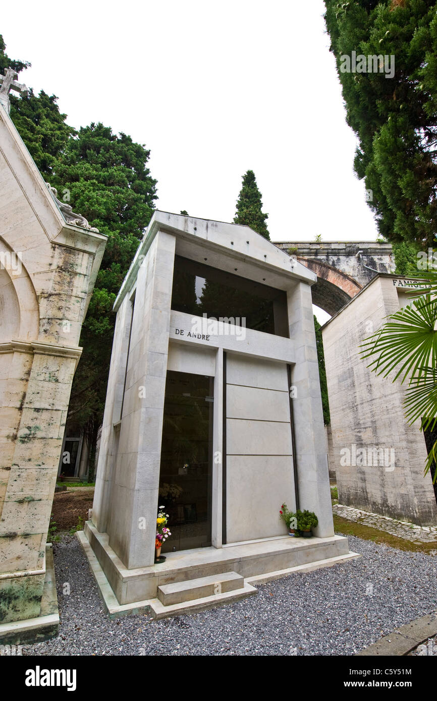 Funeral Chapel of Fabrizio De Andrè, Staglieno cemetery, Genoa, Liguria, Italy Stock Photo
