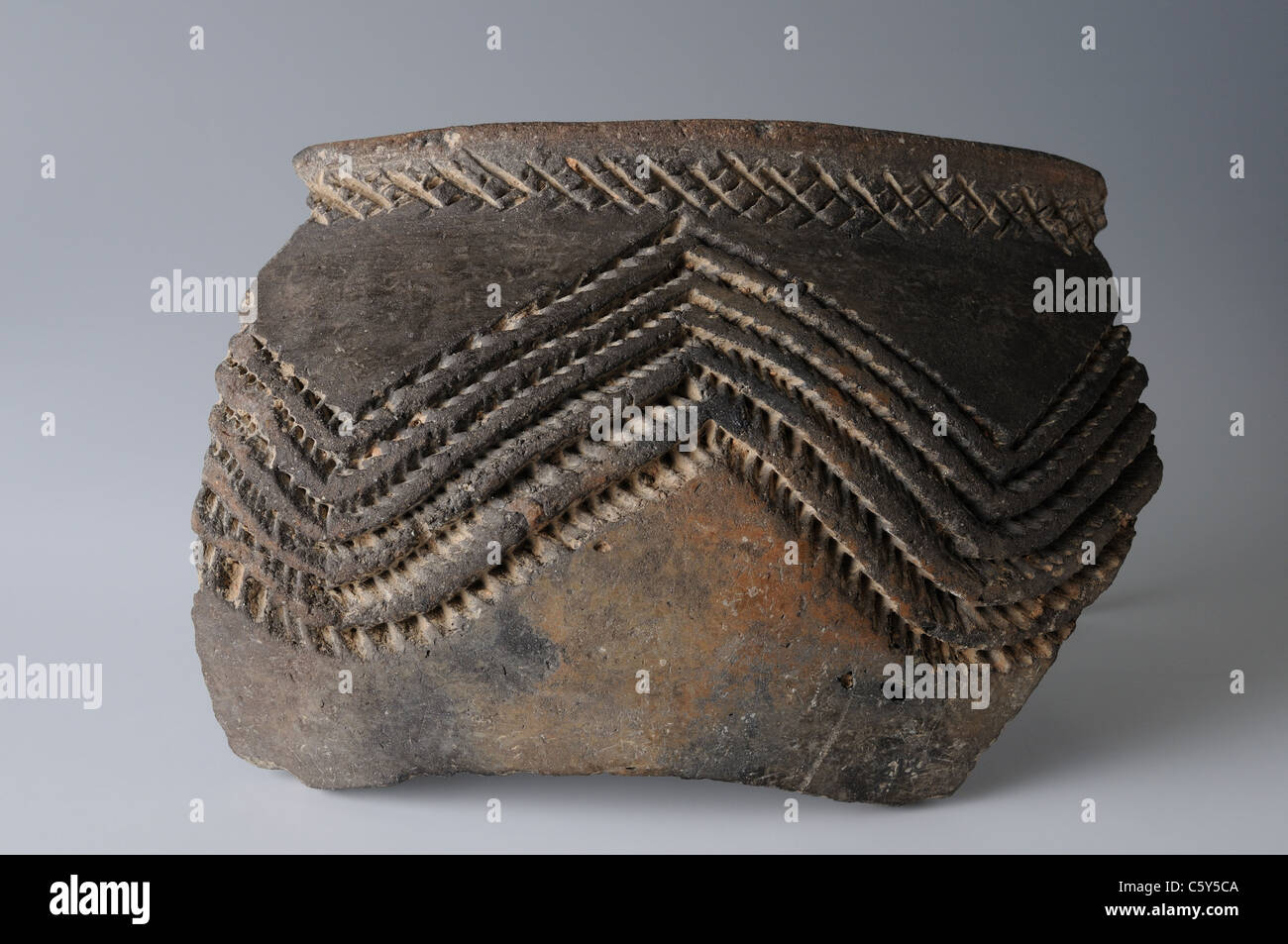 Ceramic Edge .  Second Iron Age Cogotas I  in  ' Burgo de Santiuste Museum'- SPAIN Stock Photo