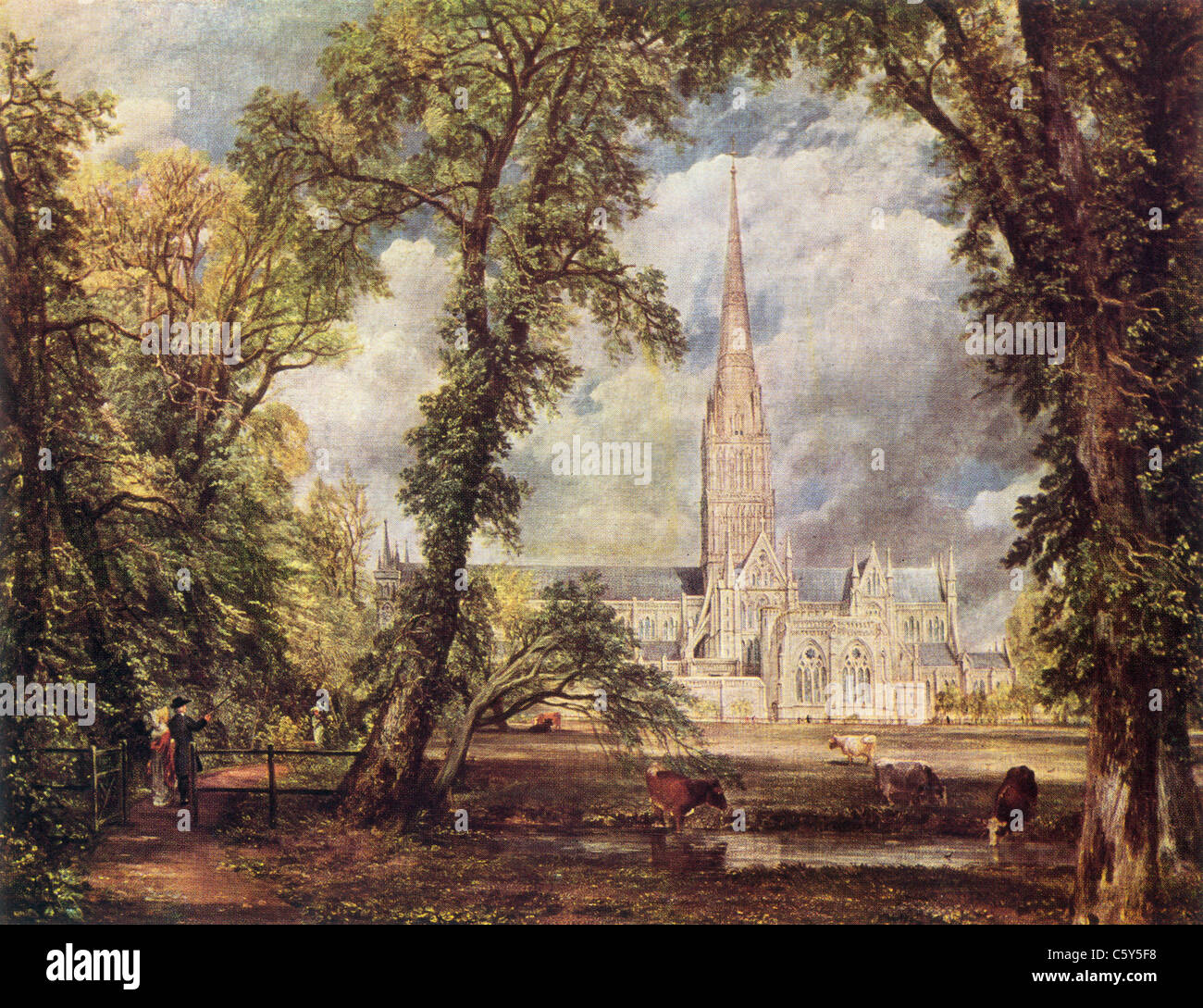 Painting by John Constable; 1776-1837; 'Salisbury Cathedral'; English School; Oil on Canvas; Stock Photo