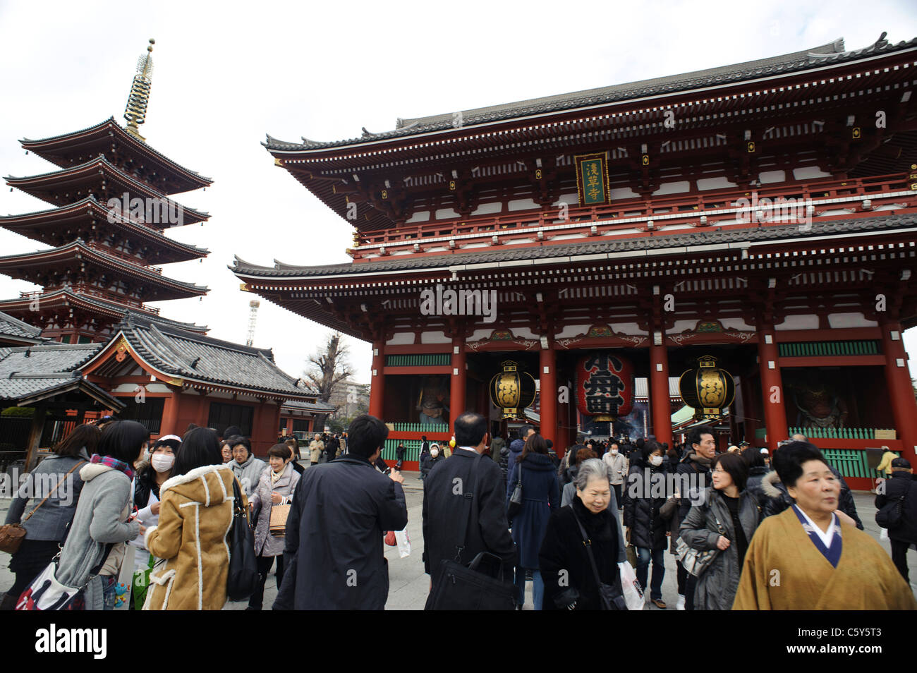 Crowd of people at Sensoji temple, Asakusa, Tokyo, Japan Stock Photo