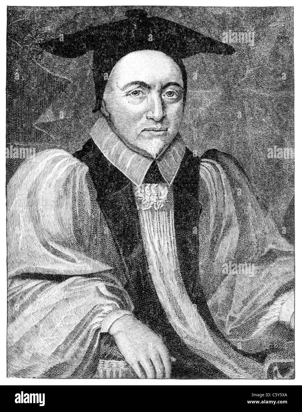 William Juxon, Bishop of London (afterwards Archbishop of Canterbury); Black and White Illustration; Stock Photo