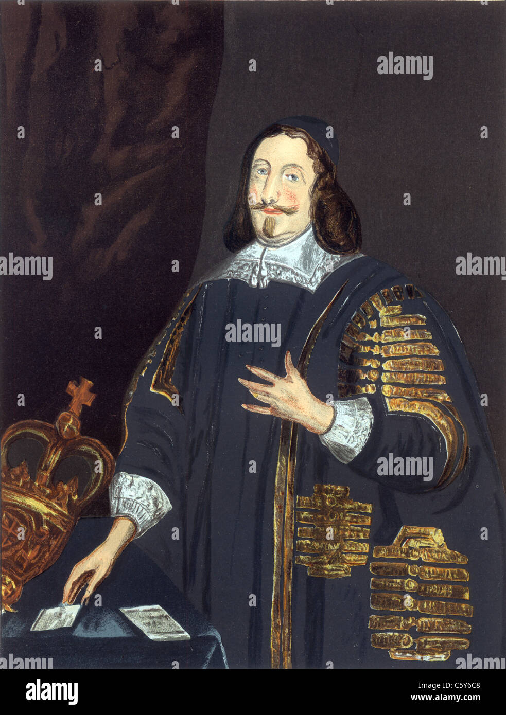 William Lenthall, Speaker of the House of Commons, ; Black and White Illustration; Stock Photo