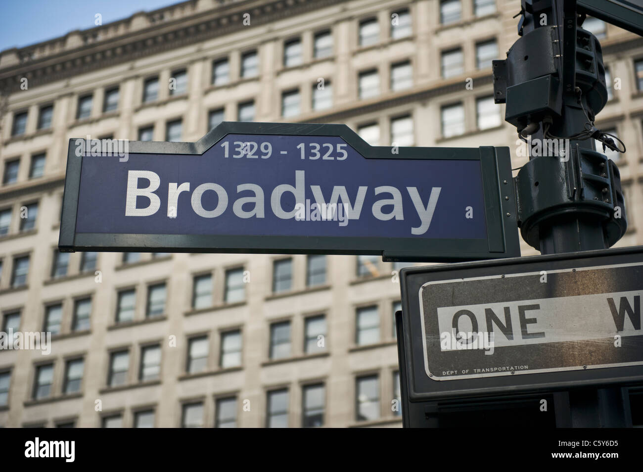Broadway road sign, New York City, Manhattan, United States. Stock Photo