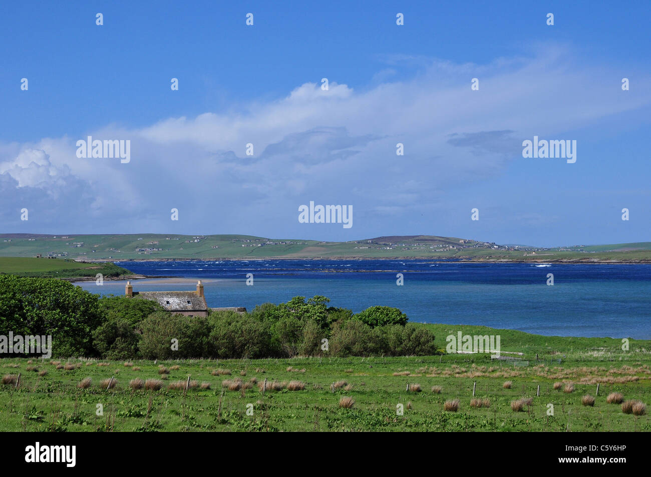 The farm cottage and pasturage at the Island of Hoy, Orkney, Scotland. Stock Photo