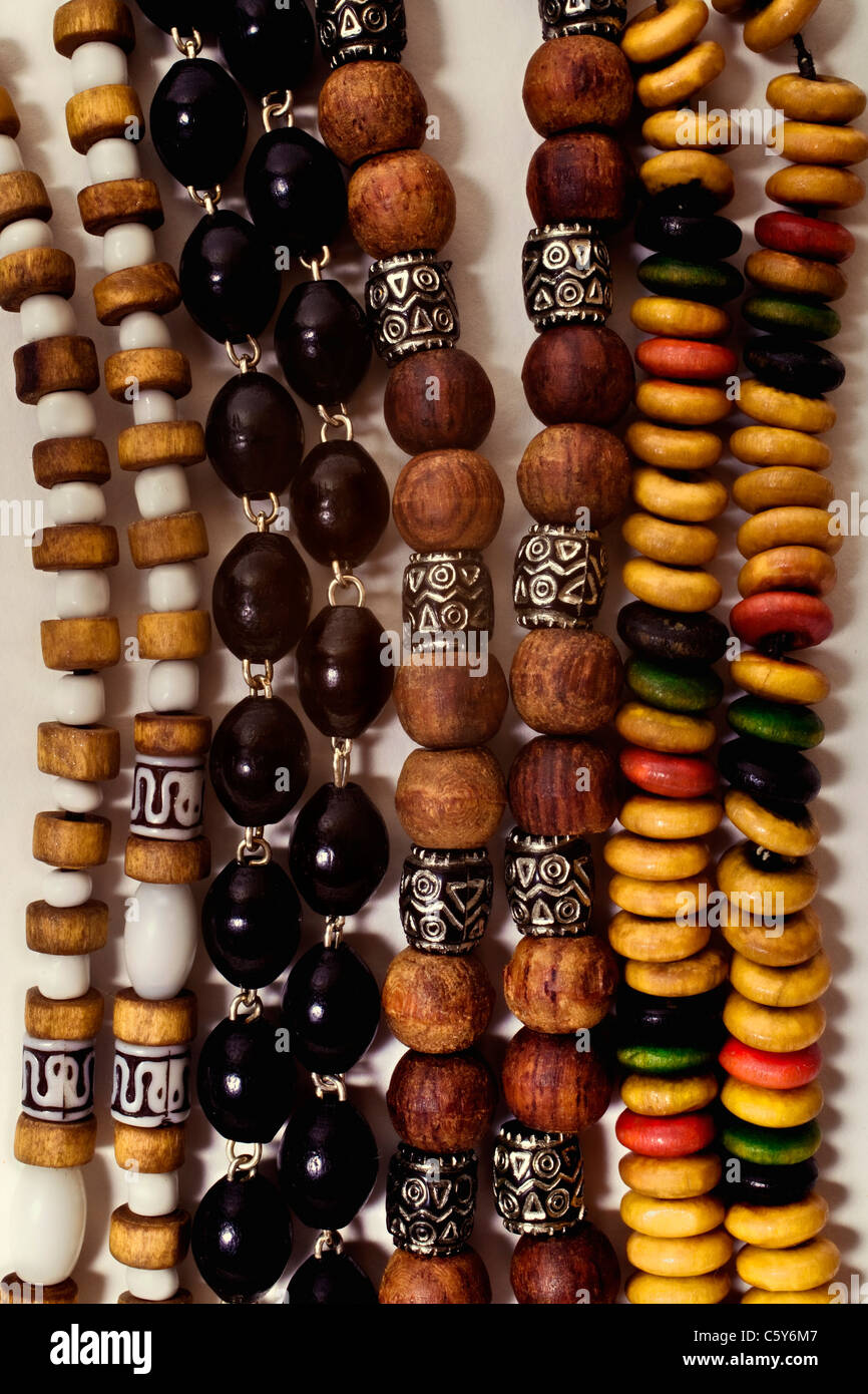 group of Ethnic esoteric beads closeup Stock Photo