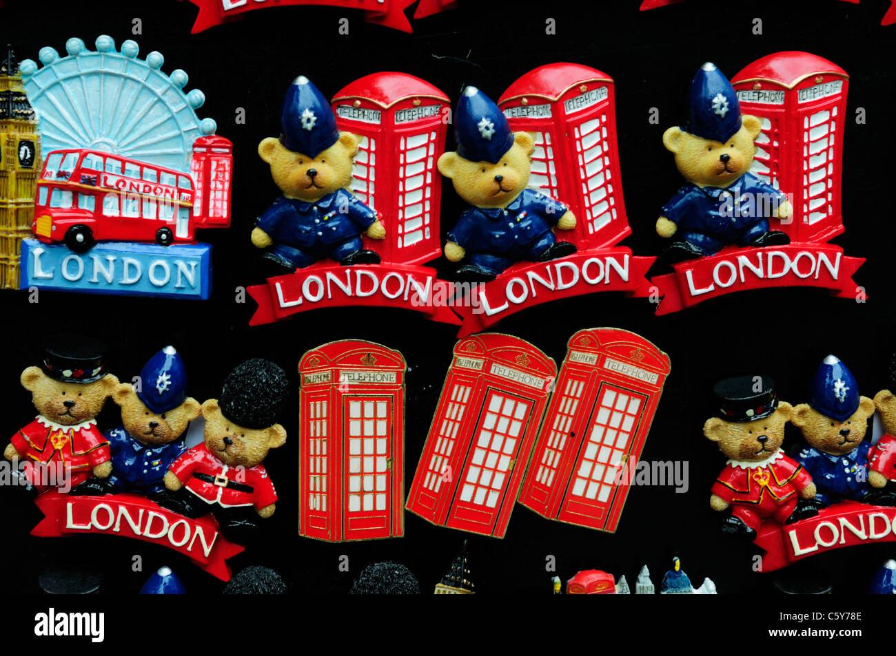London Souvenir Fridge Magnets, London, England, UK Stock Photo
