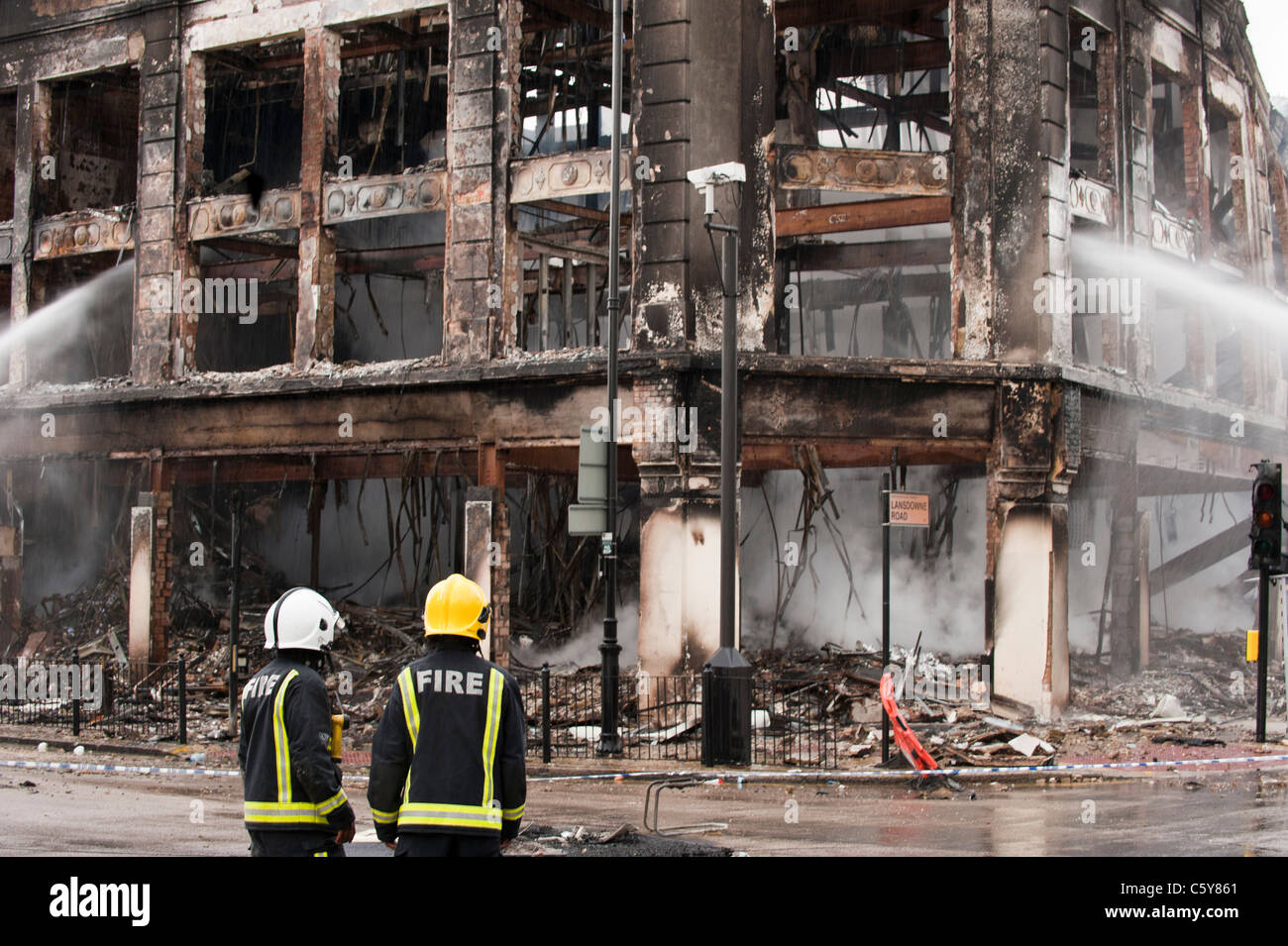 Tottenham Riots, London. Damage the morning after the London Riots