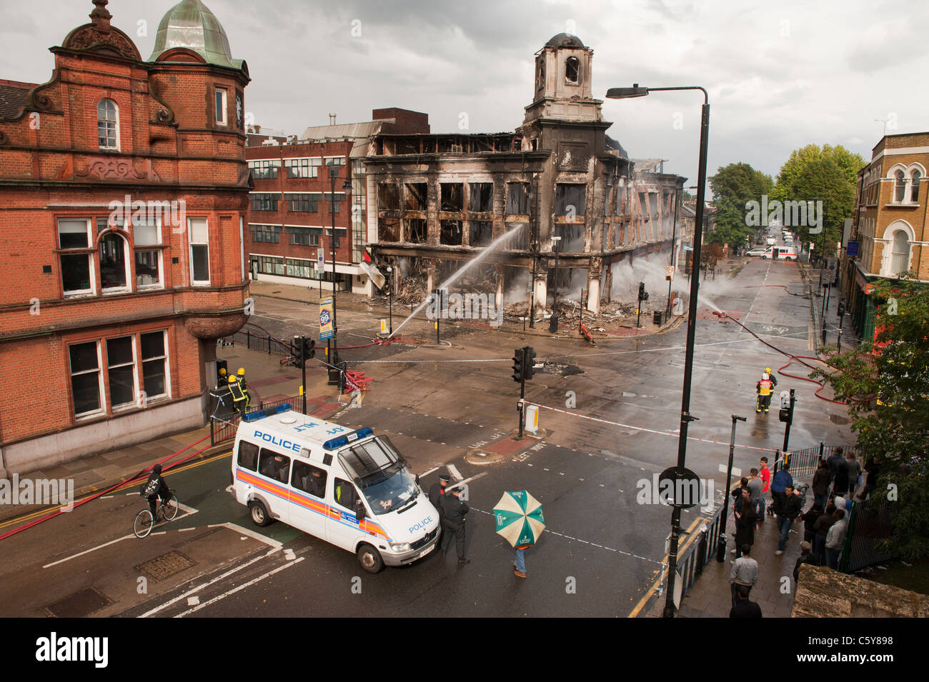 Tottenham Riots, London. Damage the morning after the London Riots