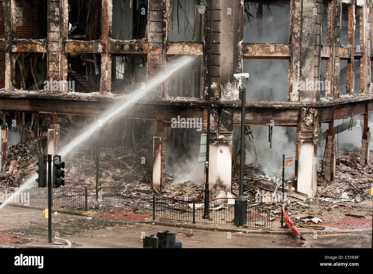 Tottenham Riots, London. Damage the morning after the London Riots. The