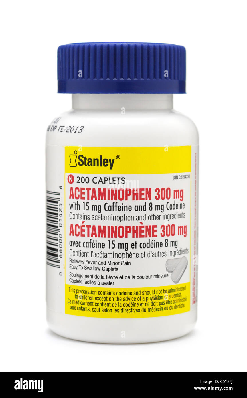 Acetaminophen Tablet with Caffeine and Codeine, Bottle Stock Photo Alamy