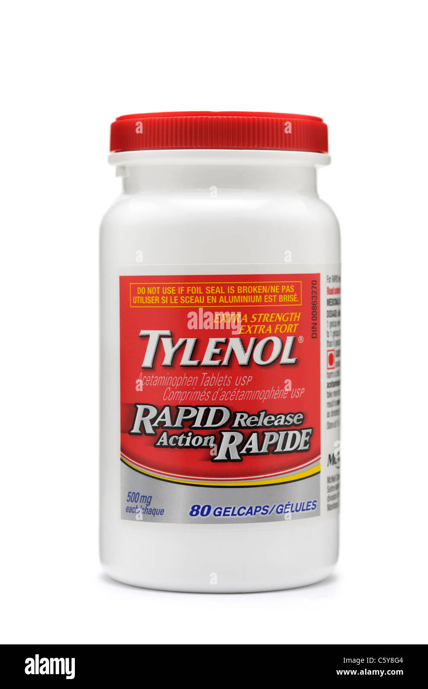 Tylenol, Bottle of Acetaminophen tablets Stock Photo Alamy