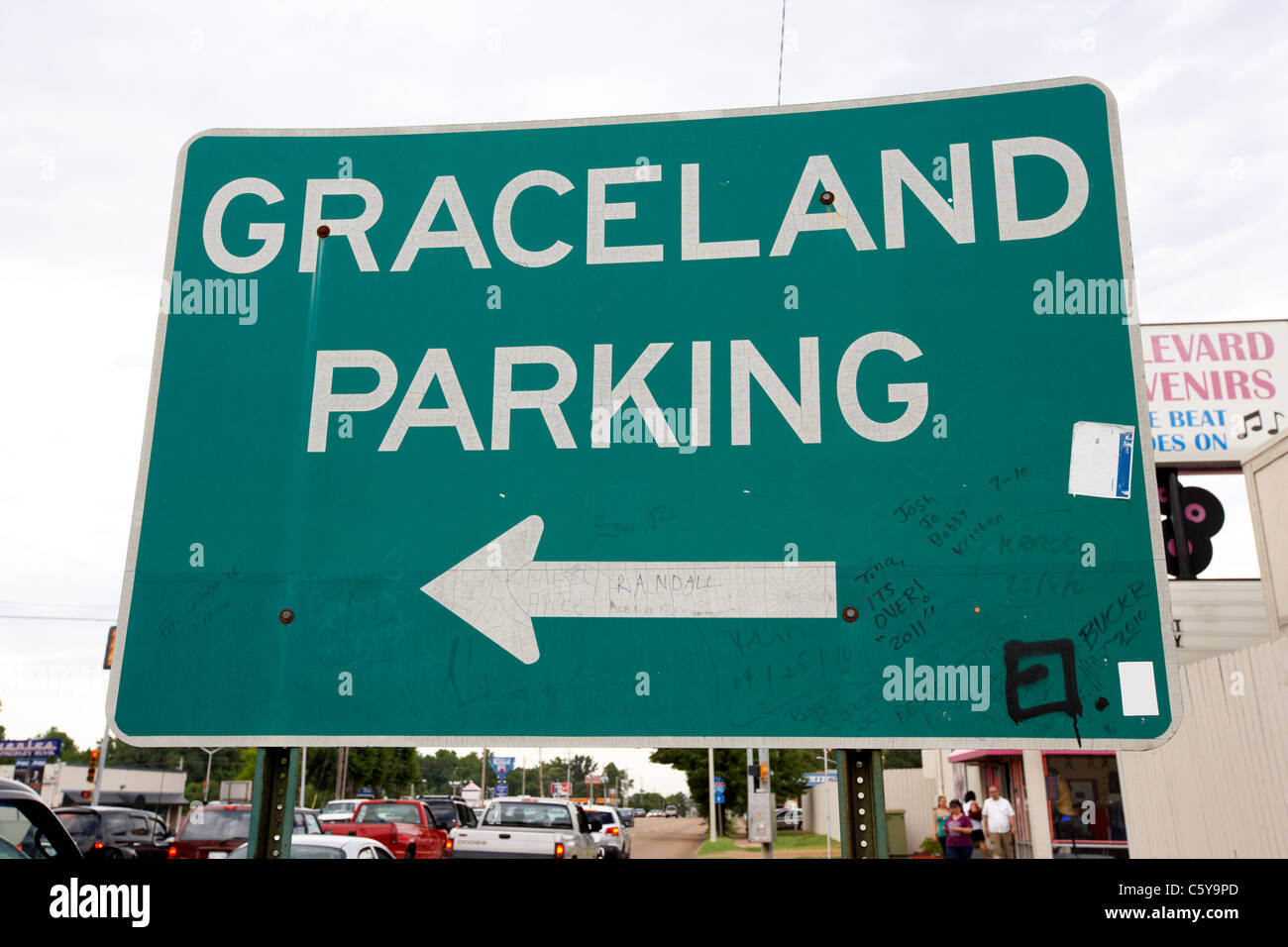 sign for graceland parking on elvis presley boulevard memphis tennessee usa Stock Photo