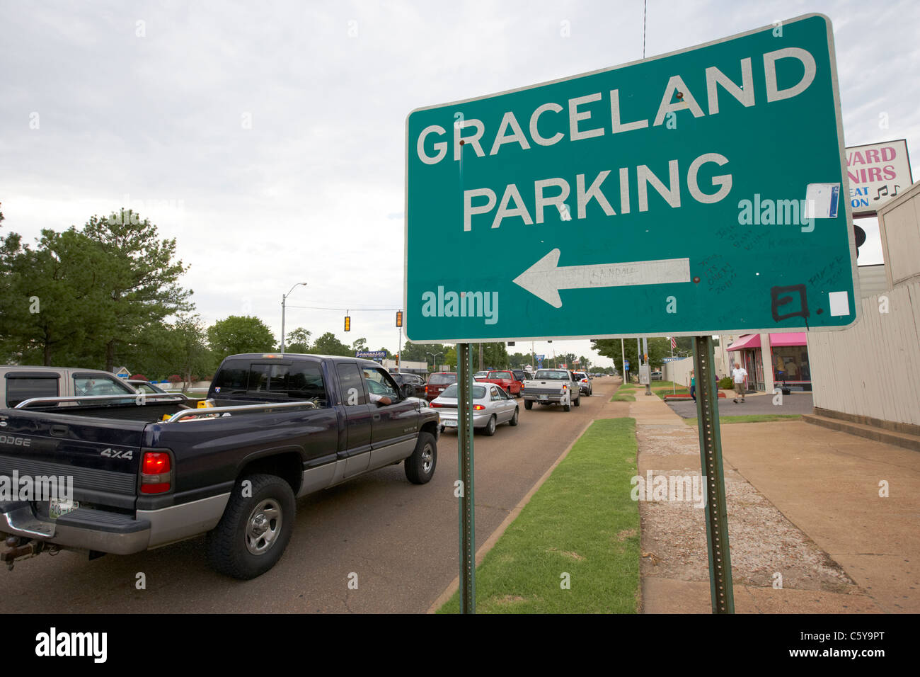 sign for graceland parking on elvis presley boulevard memphis tennessee usa Stock Photo