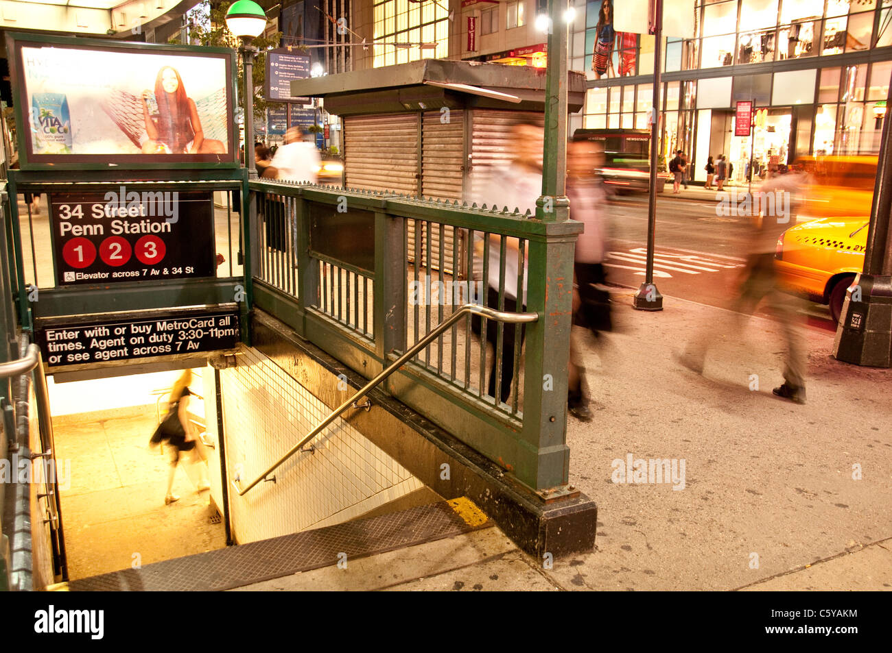 Metro Subway Train station, 34th Street, Herald Square, Manhattan, New York City, Broadway intersection Stock Photo