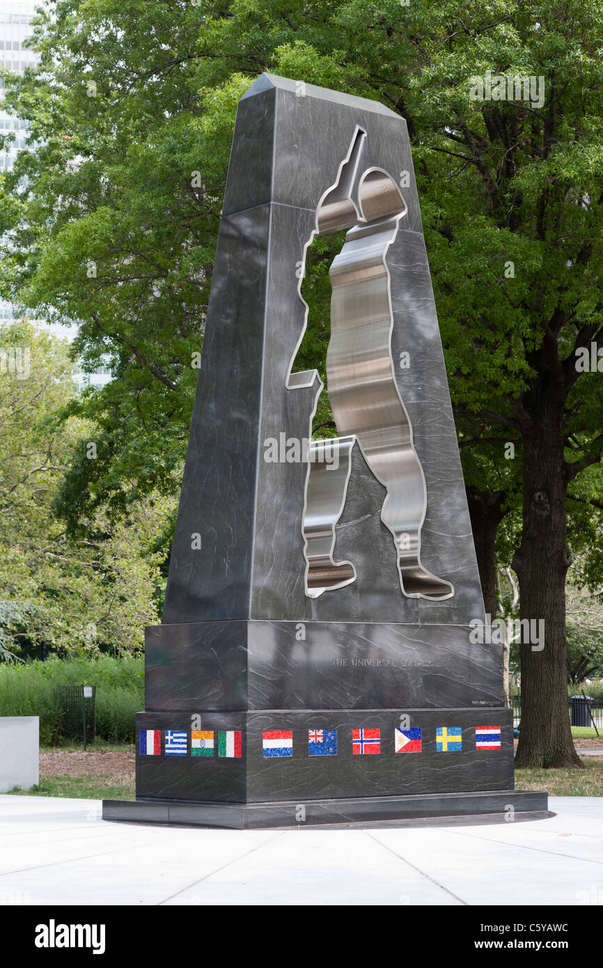 'The Universal Solider' monument in the New York Korean War Veterans Memorial in Battery Park in New York City. Stock Photo