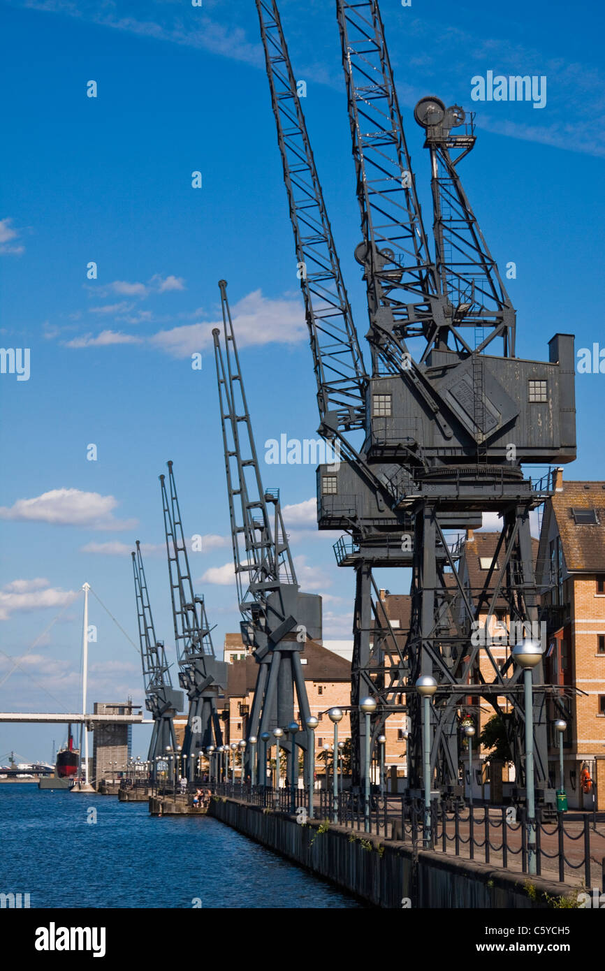 Dockside Cranes, Royal Victoria Dock Stock Photo