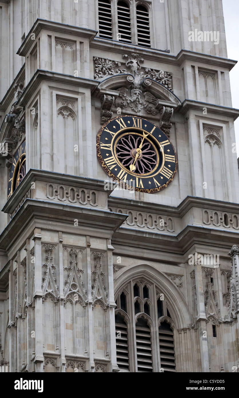 Clock towers of Westminster Abbey, located in London, is the site of