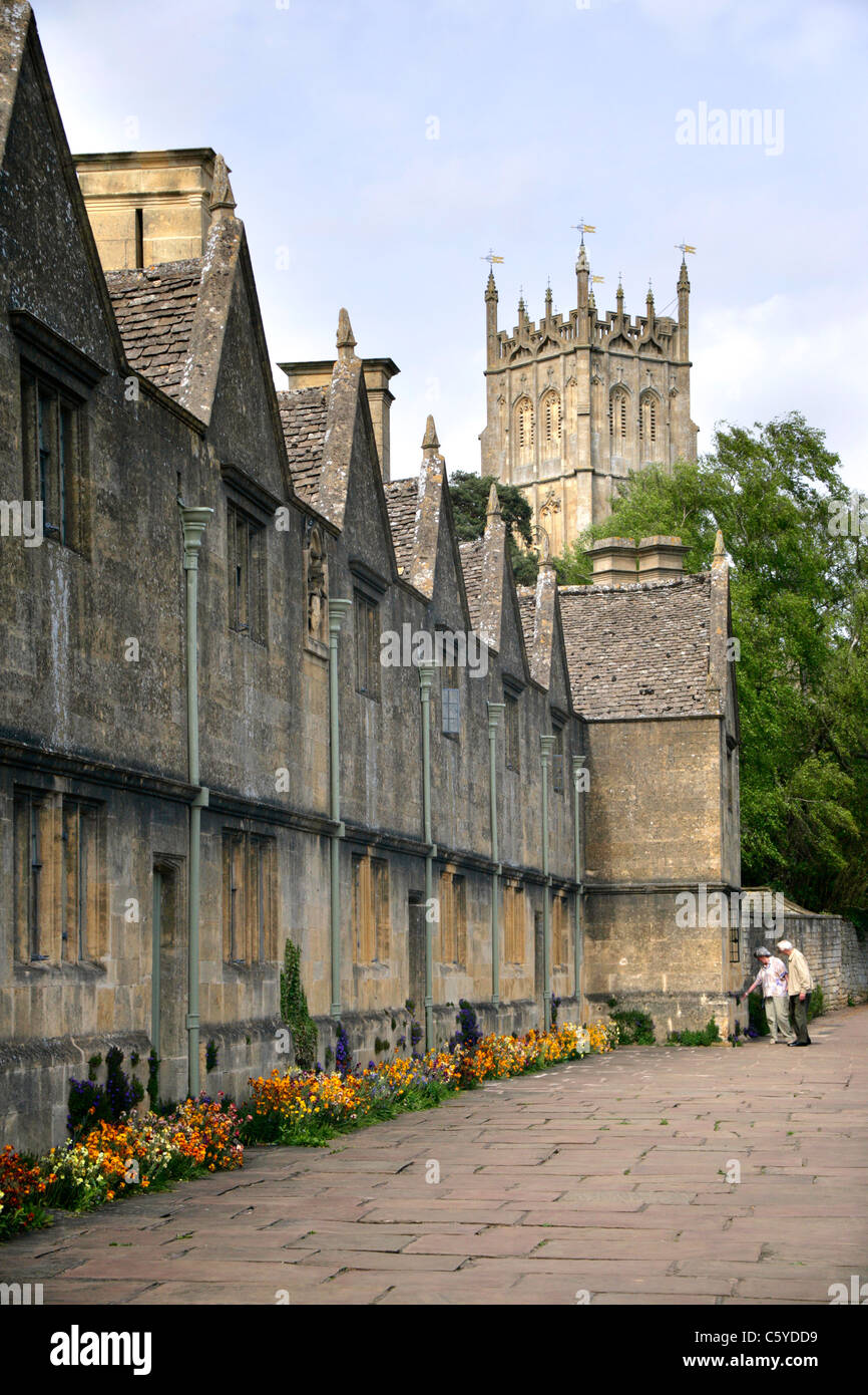 Almshouses and church, Chipping Campden, Cotswolds, Gloucestershire