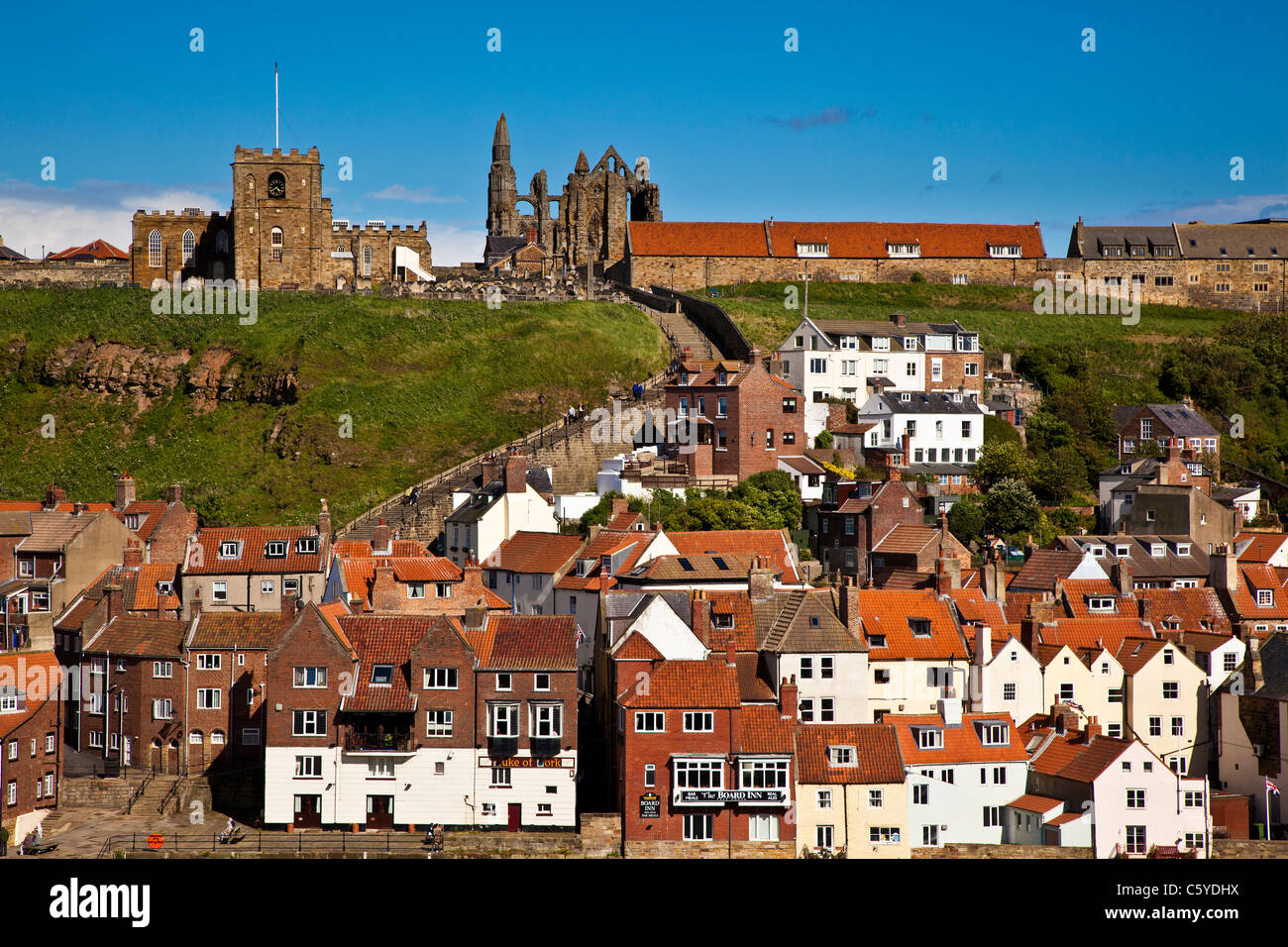 Whitby old Town from West Cliff, North Yorkshire Stock Photo