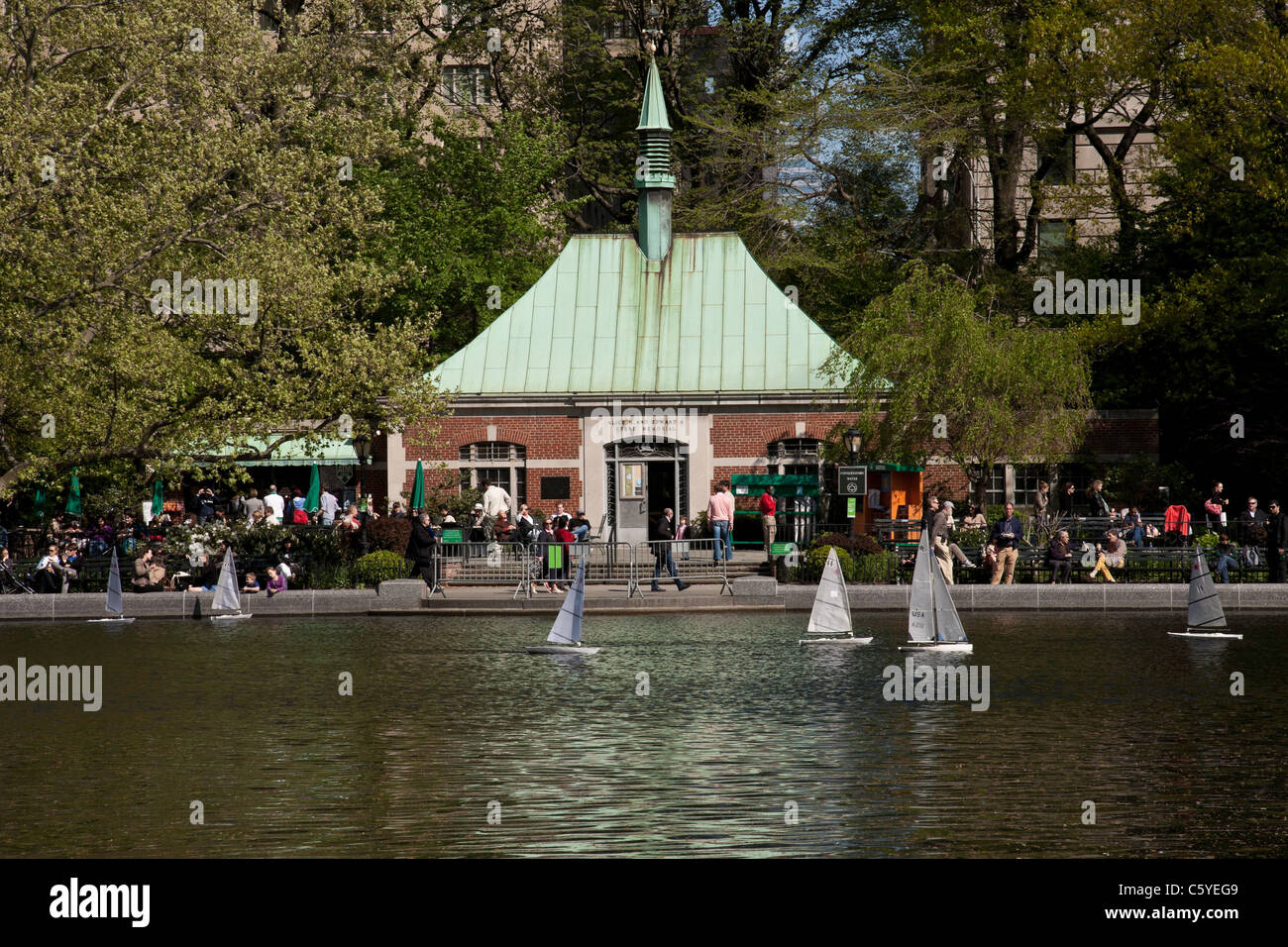 Conservatory Water in Central Park and The Kerbs Memorial Boathouse