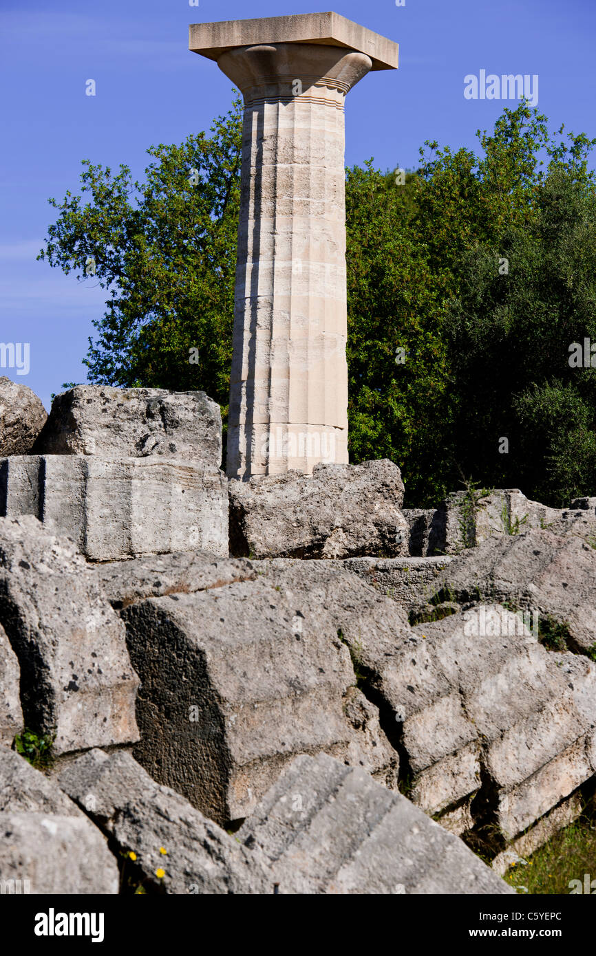 Ancient Olympia,home to Greece's Games 776 BC,Archaeological site & Museum,Gymnasium,Palaestra,Wrestling School,Katakolon,Greece Stock Photo