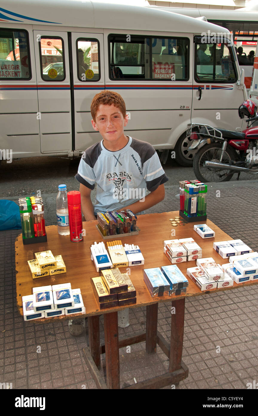 Adana Turkey cigarettes young boy town city Turkish Stock Photo