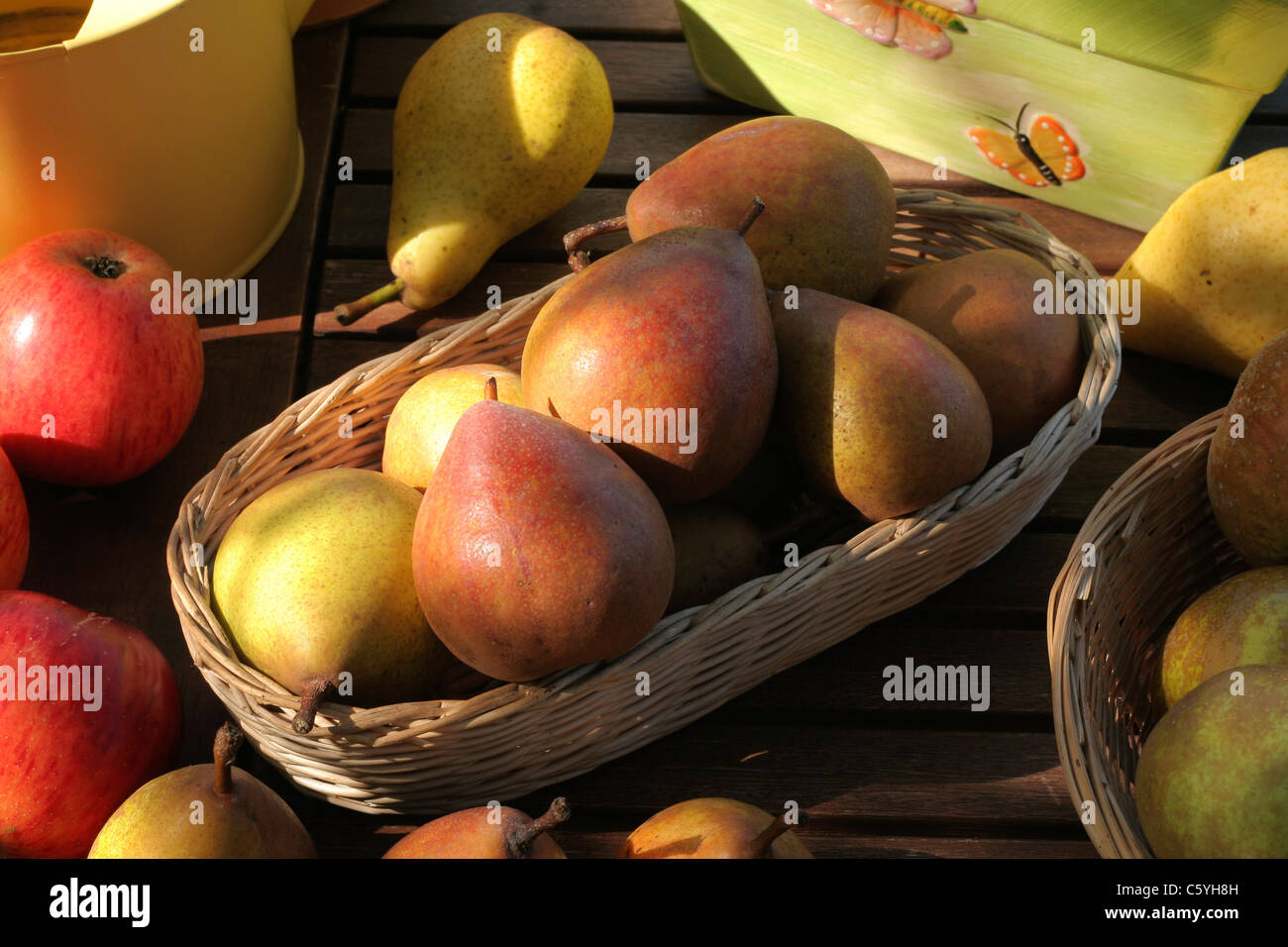 Pears (Variety : Beurre Hardy) in a small basket Stock Photo
