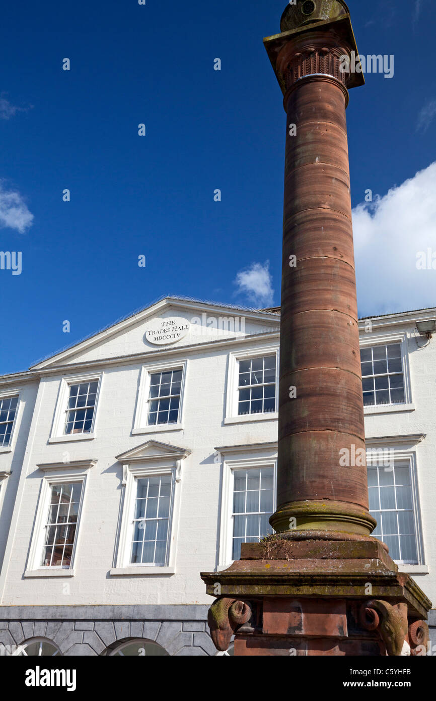 The Trades Hall and the Queensberry Monument, Dumfries, Dumfries & Galloway Stock Photo