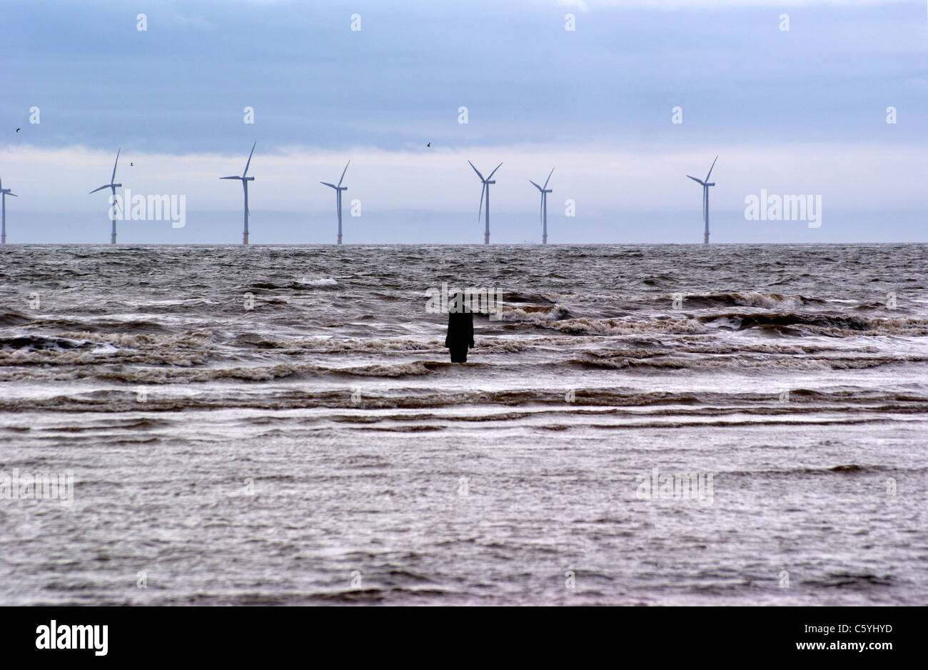 'Another Place', Antony Gormley's statues on Crosby beach, Liverpool