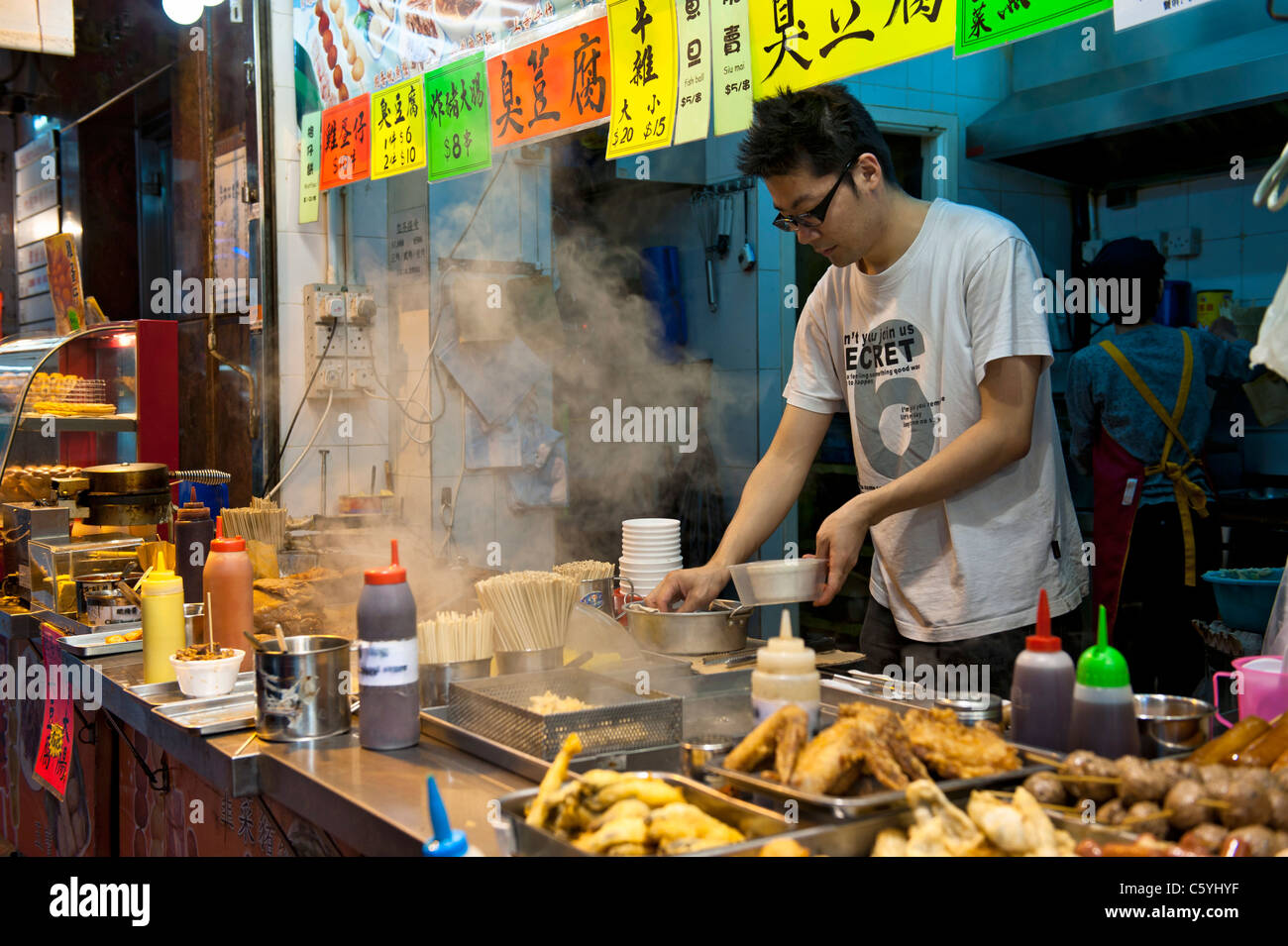 Street Food Stall or Dai Pai Dong in Gage Street, Central, Hong Kong Stock Photo
